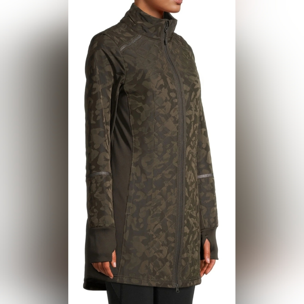 AVIA size Small Women's Camouflage Long Jacket Mixed Media Anorak Gorpcore